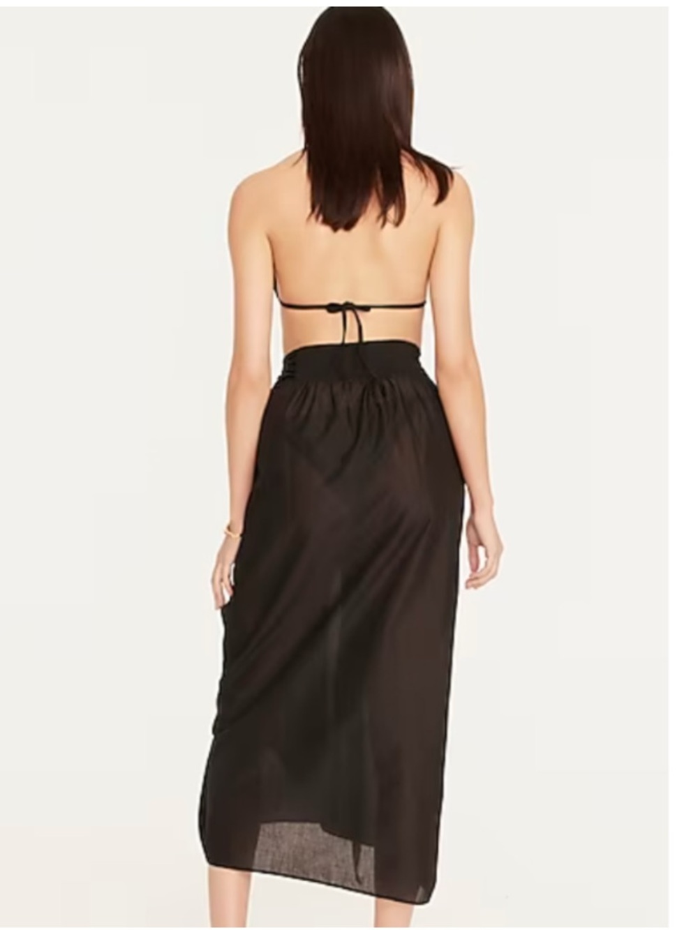J Crew Convertible Beach Sarong Cover-Up Wrap Midi Skirt Black Halter Dress - Picture 4 of 9